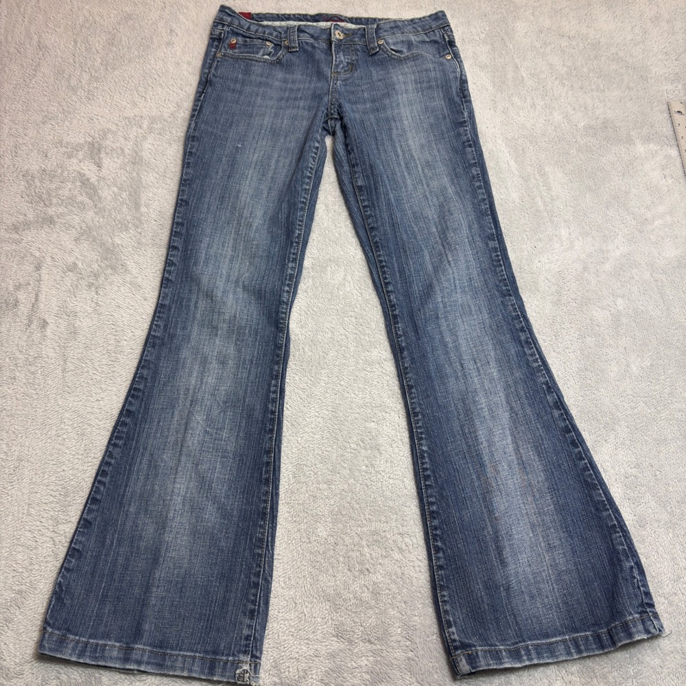 Vanity Flare Jeans Womens 28x31 Blue Denim Mid Rise Embroidered Y2K 72-249V1